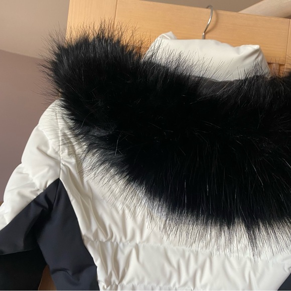 Zara ski windproof fitted down puffer jacket white black - Picture 12 of 16